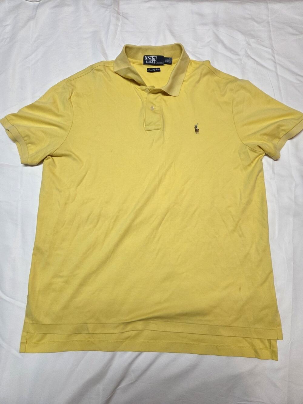 Polo Ralph Lauren Men's Short Sleeve Yellow Collared Polo Shirt Size Xl